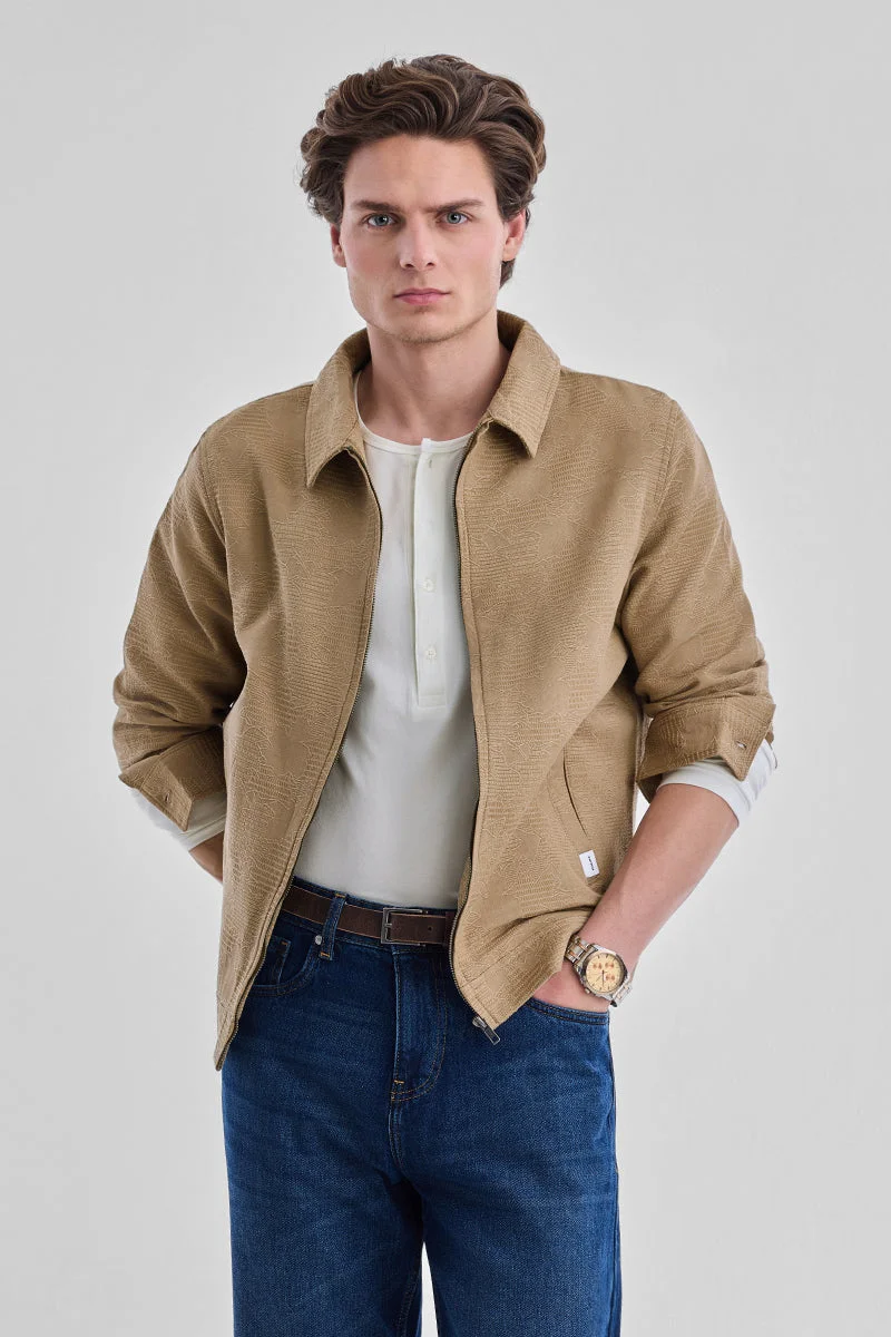 سنيتش Regular Fit Textured Zipper Jacket